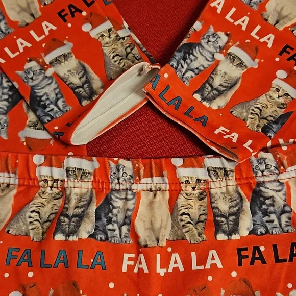 Kittens wearing Santa hats Fa la la Holiday Christmas leggings  M/L Capelli - Picture 2 of 7